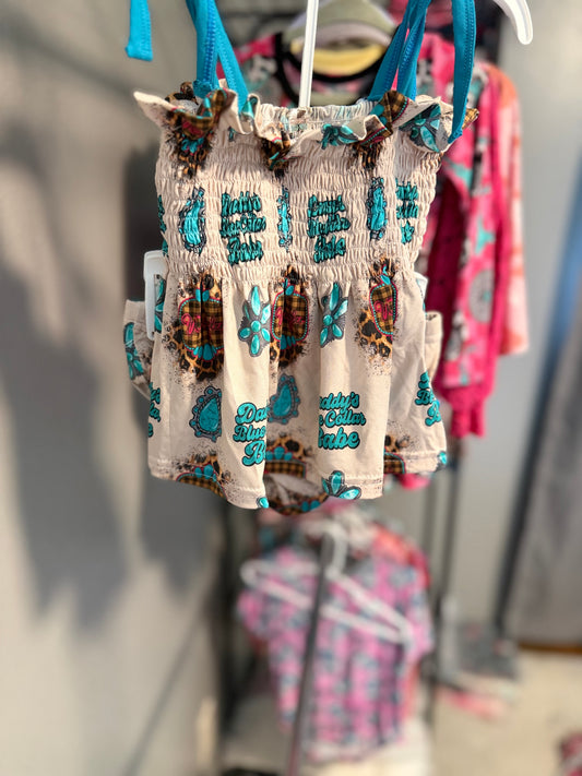RTS Blue Collar Ruffle Tank + Bummies